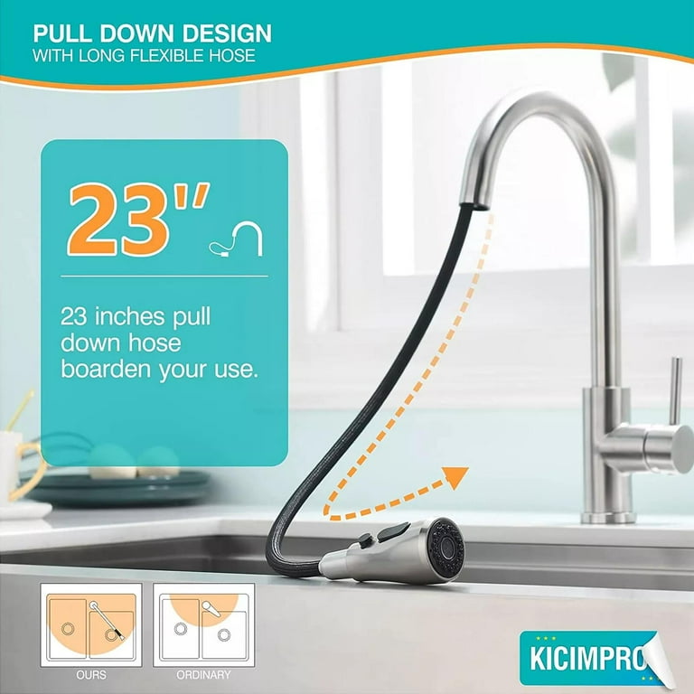 Feetron Stainless Steel Touchless Single Hole Kitchen Sink Faucet With