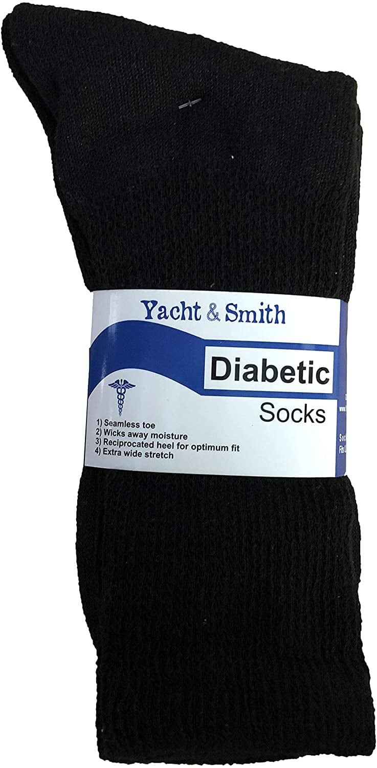 Yacht & Smith Mens Diabetic Neuropathy Edema Socks, Cotton Crew, Ankle Medical Sock, Size 10-13
