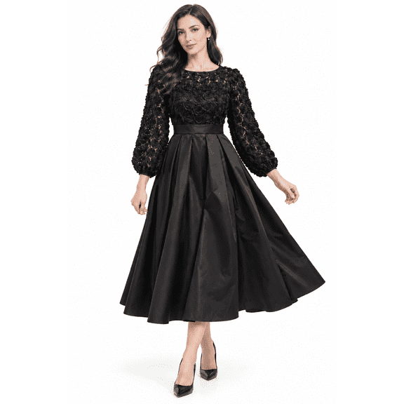 Tbfashion Plus Size Womens Lace Dress A Line Long Sleeve Dresses for Wedding