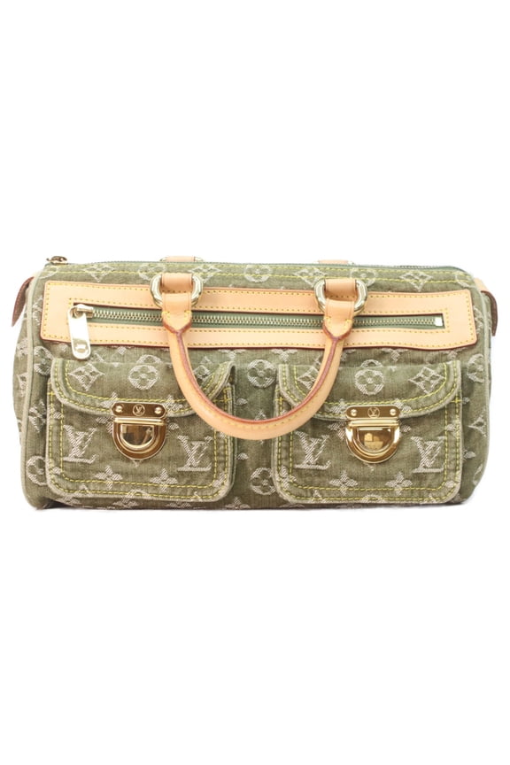 Pre-Owned LOUIS VUITTON M95215 Monogram Denim Lichen Neo Speedy Handbag, Khaki, Gold Hardware,...
