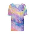 thumbnail image 5 of EINCcm Tops for Women Short Sleeve V Neck 2024 Summer Casual T Shirt Tee Fashion Button Blouses Basic Pullover Top, 5 of 5