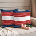 thumbnail image 2 of Navy Blue Red Stripe Outdoor Waterproof Pillow Covers, Modern Art Horizontal Striped Decorative Square Throw Pillowcase Sofa Cushion Sham for Patio/Couch/Chair, 24"x24" 2 Pack, 2 of 8