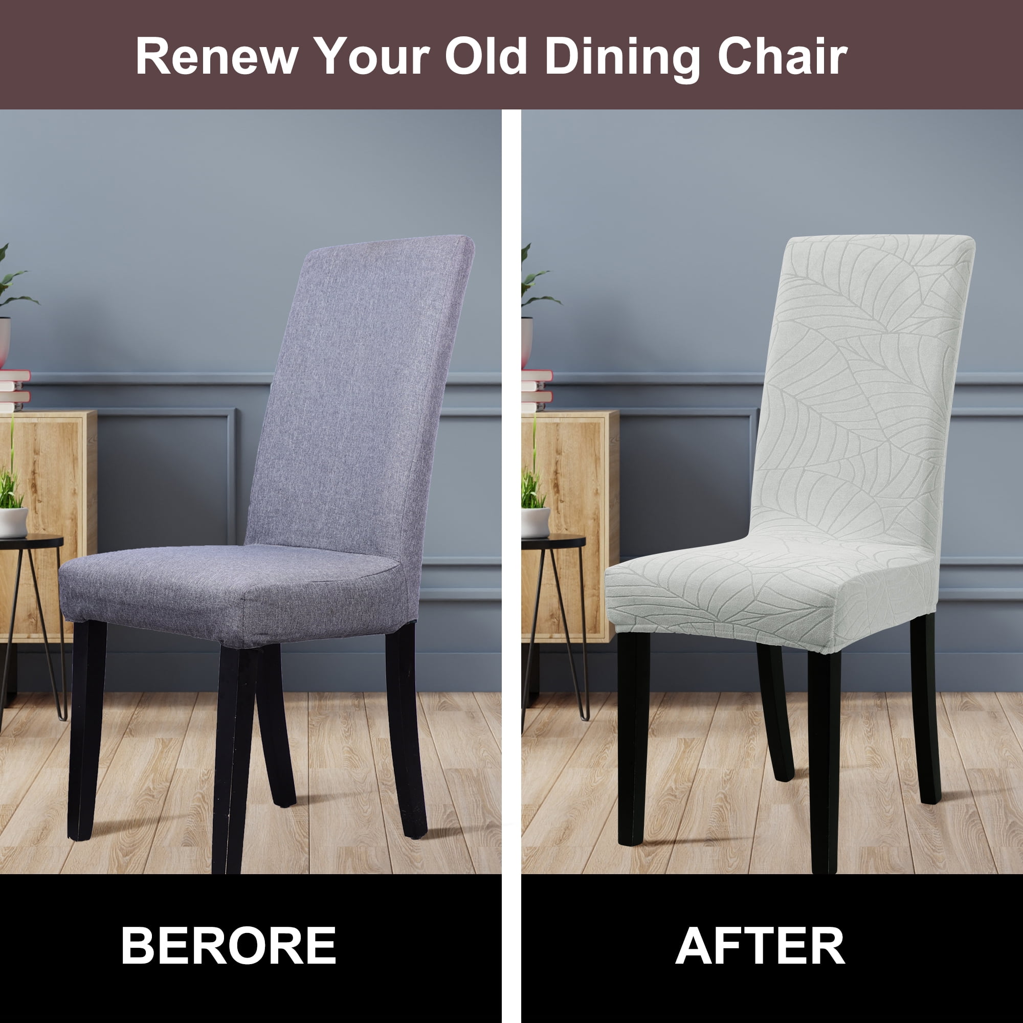 Unique Bargains Jacquard Stretch Removable Dining Room Chair Covers 6 Light Gray