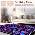 thumbnail image 2 of ODIKA 3'x5' Machine Washable Non-Slip Area Rug, Vintage Floral Medallion Design with and Purple Accents High Traffic Rug, Black, 336201, 2 of 7