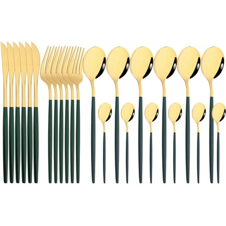 

UMMH 24 Pcs Gold Cutlery Sets Kitchen Tableware Stainless Steel Knife Forks Spoons Silverware Home Flatware Set Dinnerware Set