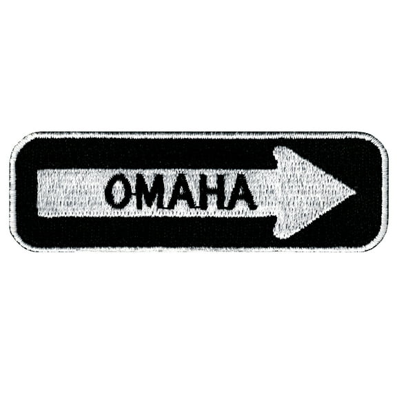 Omaha One Way Sign Embroidered Iron-on Patch