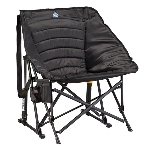 GCI Outdoor Puff Rocker Insulated Rocking Camping Chair with Cup and Phone Holder, Black