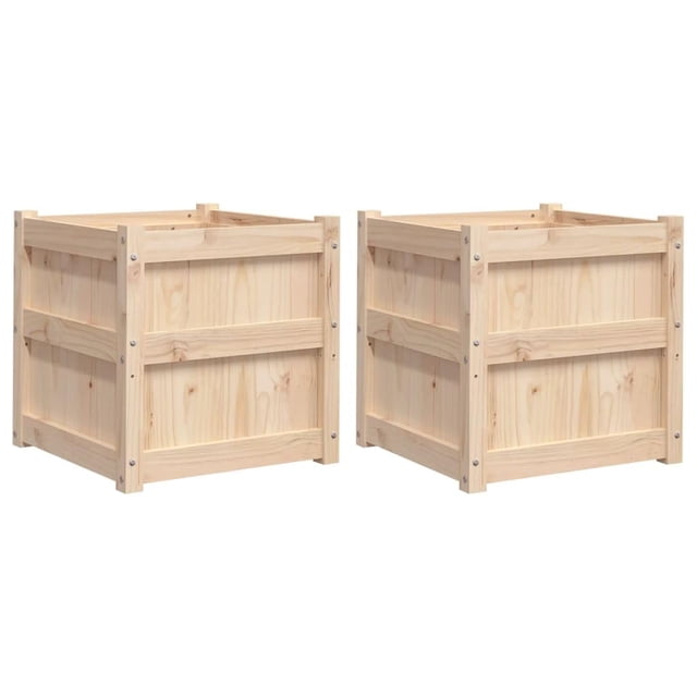 Macetas de jardín VidaXL decorativas para exteriores, madera de pino herbáceo, 2 unidades