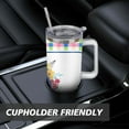 thumbnail image 7 of 40oz Pioneer Colorful Floral Stainless Steel Flip Straw Tumbler with Lid and Straw Spill Proof Travel Cup Double Wall Vacuum Insulated Coffee Mug with Handle White, 7 of 7