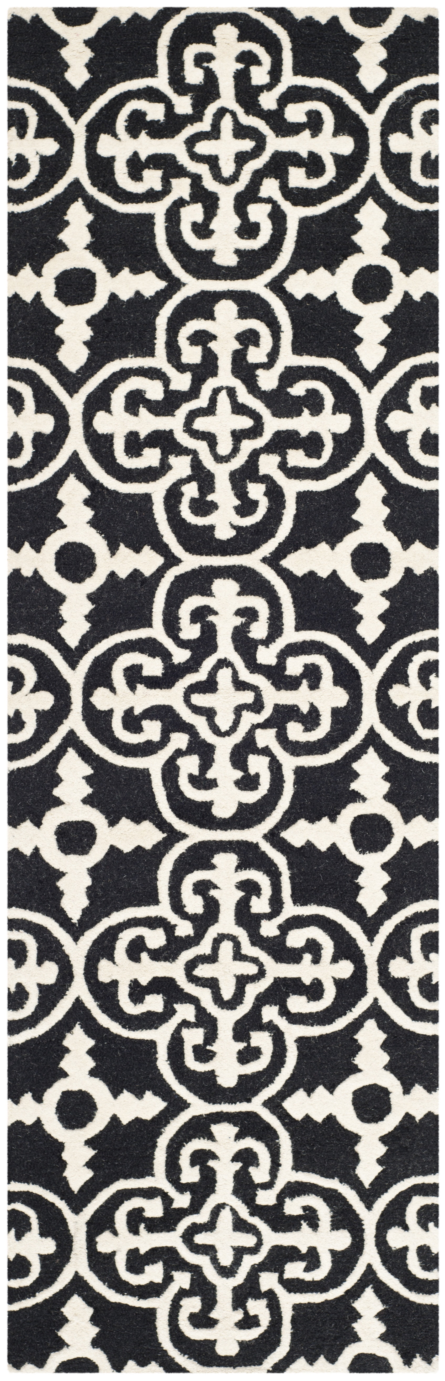 SAFAVIEH Cambridge Kimberly Geometric Wool Runner Rug, Black/Ivory, 2'3" x 18'