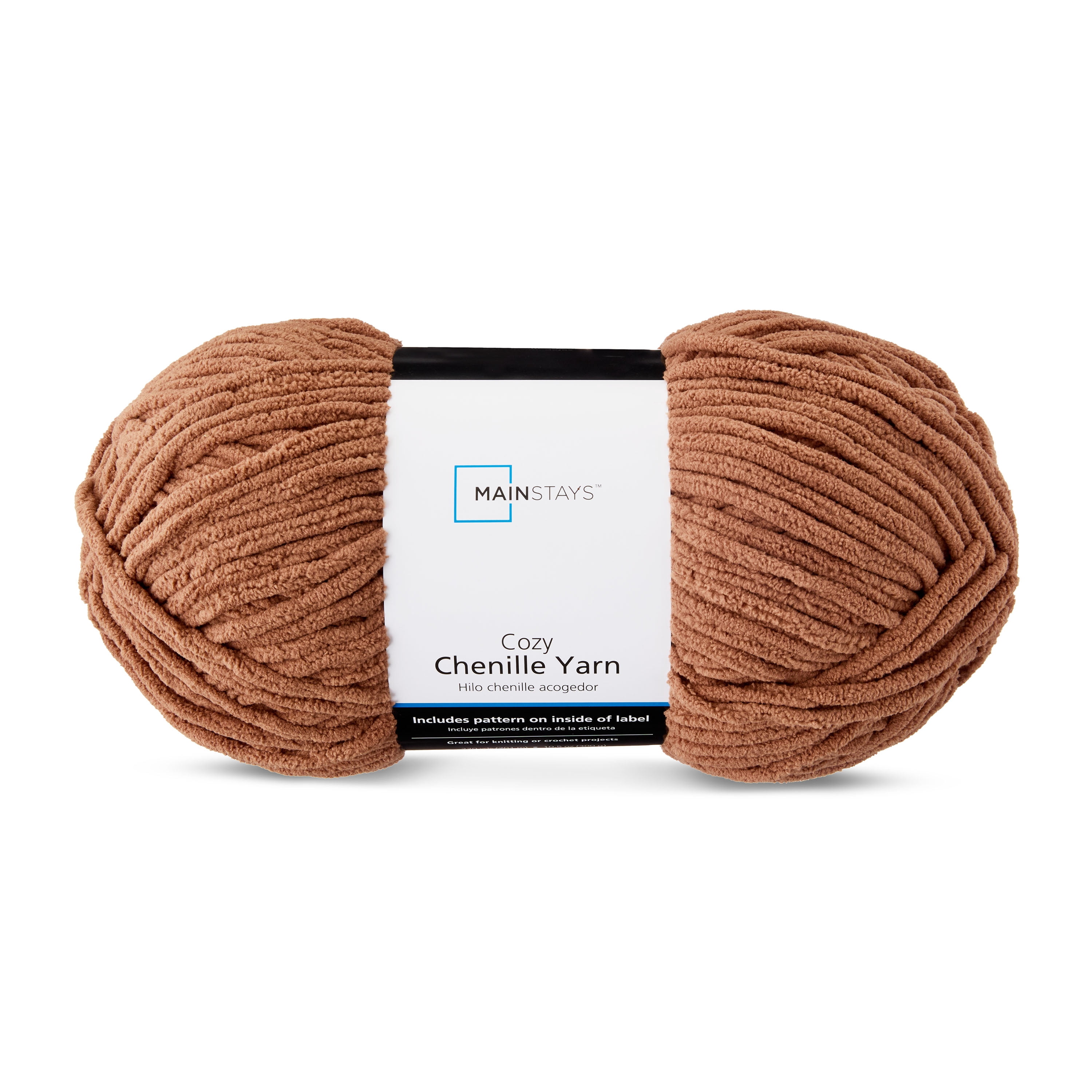 Mainstays Cozy Chenille Yarn, 220 yd, Toffee, 100% Polyester, Bulky, Pack of 4