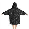 thumbnail image 2 of Black White Gothic Geometry Sun Moon Pattern Blanket Hoodies for Kids 6-13YR Oversize Wearable Blanket Hoodies for Boys Girls Teens, 2 of 7