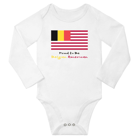 

Proud to be Belgian American Baby Long Slevve Bodysuit Romper (White 18-24 Months)