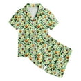 thumbnail image 3 of WhouRiu Big Girls Pajama Set Halloween Prints Short Sleeve Button Shirts Shorts Child Comfy Silk Sleepwear Outfits Green,Sized 12-13, 3 of 3