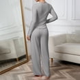 thumbnail image 3 of sdhkgrrt Women's 2 Piece Pajama Set Round Neck Long Sleeve Pullover Wide Leg Pants Fall Winter Casual Tracksuit Soft Stretchy Comfy Matching Lounge Outfit, Gray M, 3 of 6
