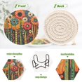 thumbnail image 4 of Yayeee 6 PCS Drink Coasters with Holder Set Woven Absorbent Round Tabletop Hot Pad, Red Colorful Flowers With Dots, 4 of 7