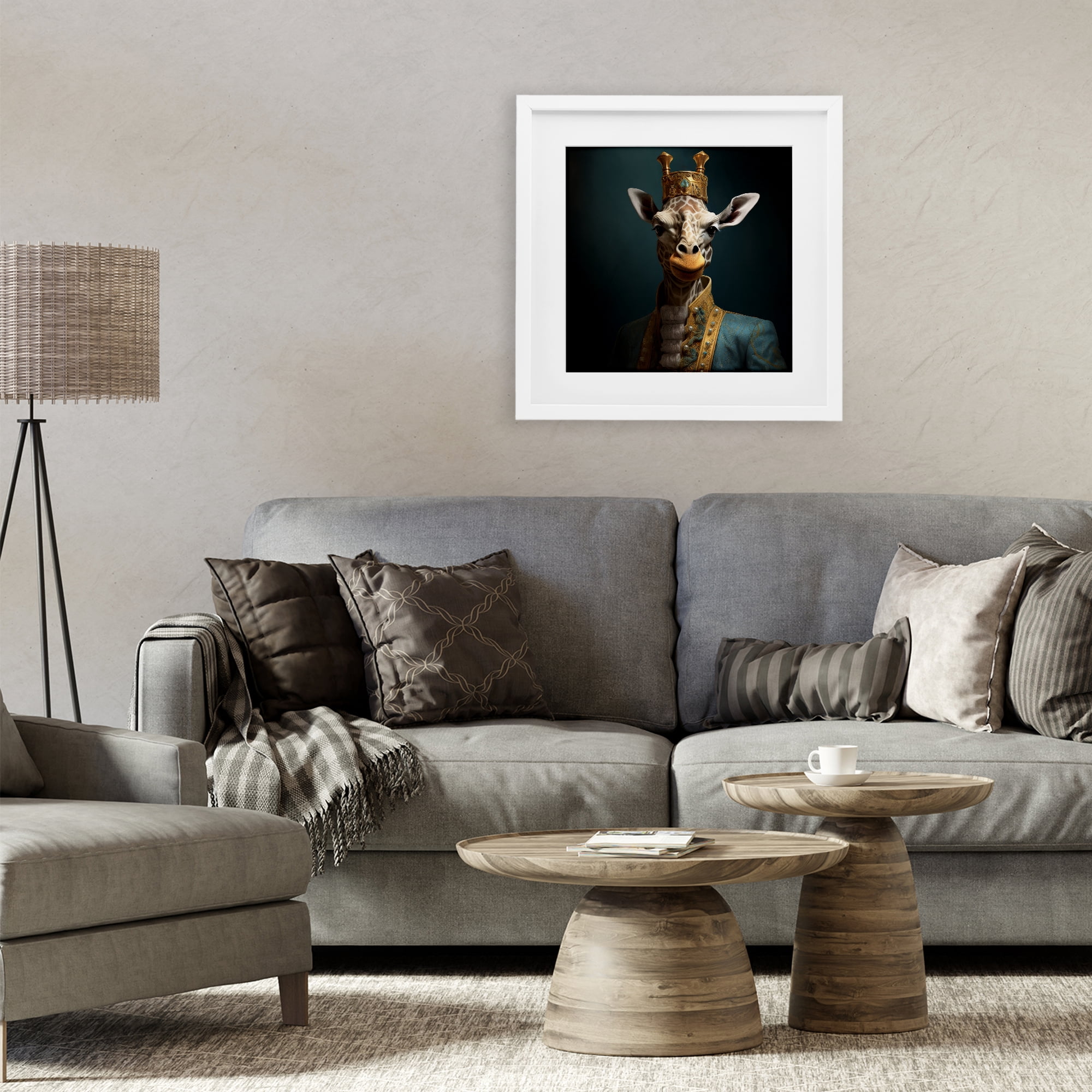 Stupell Industries Giraffe Gaze in Regal Crown White Framed Print Under Glass, design by Lazar Studio