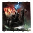 thumbnail image 3 of Ambesonne Fantasy Shower Curtain, Thunder Storm Vikings, 69"Wx84"L, Grey Orange, 3 of 5