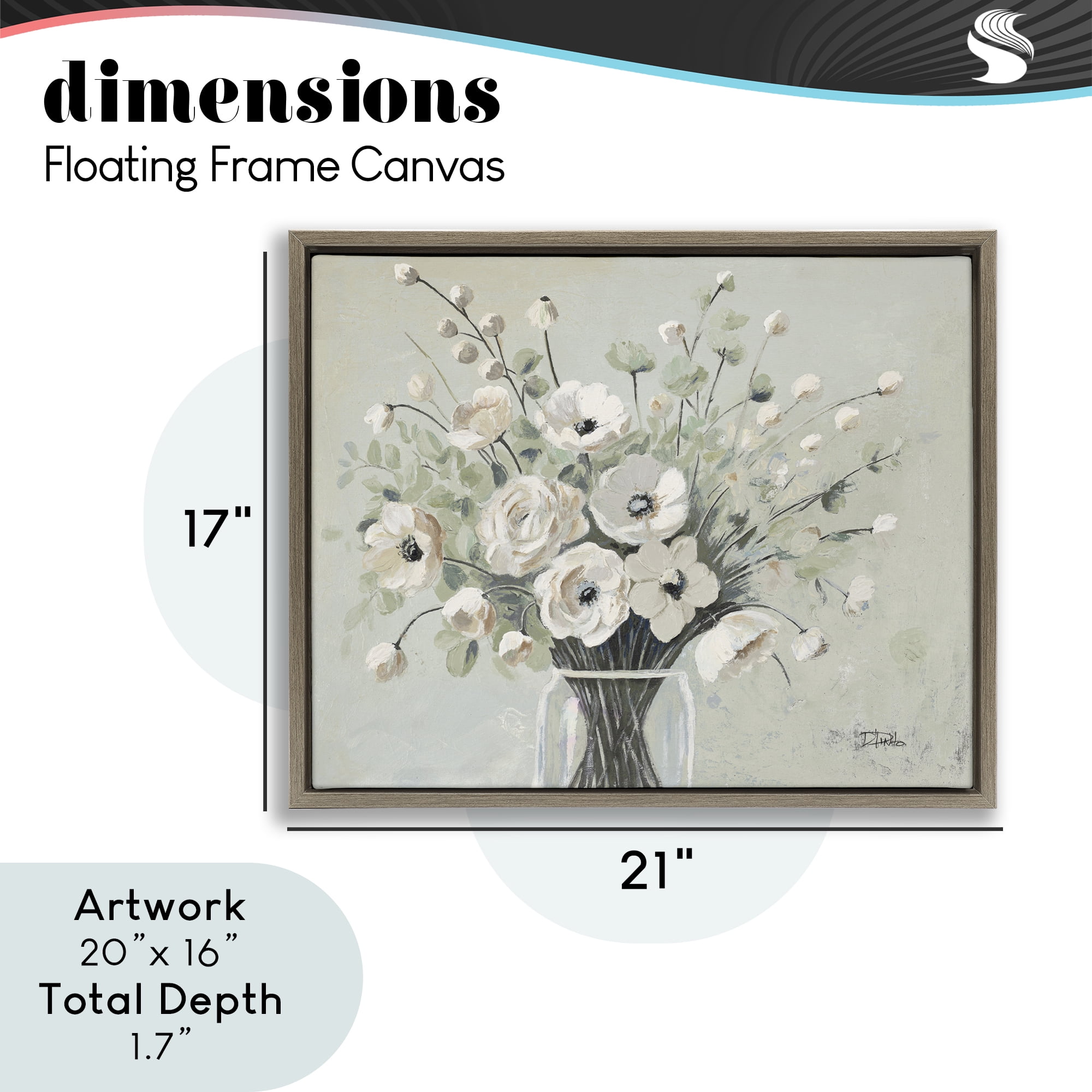 Stupell Industries Siempre Bella Bouquet Brown Framed Floater Canvas Wall Art, design by Patricia Pinto