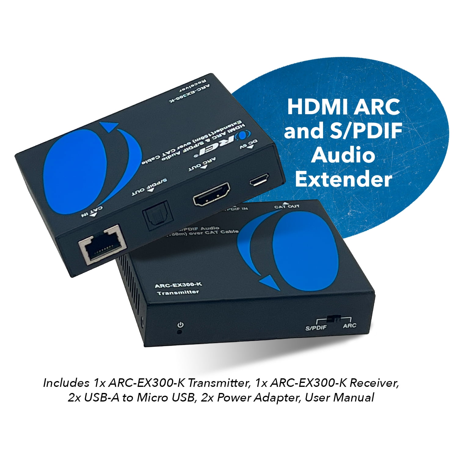 HDMI ARC & S/PDIF Audio Extender up to 150m Using CAT Cable (ARC-EX300-K)