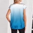 thumbnail image 4 of Women Silk Satin Tops Short Sleeve Blouse V Neck Shirts Business Casual Outfits Sky Blue 3XL, 4 of 5