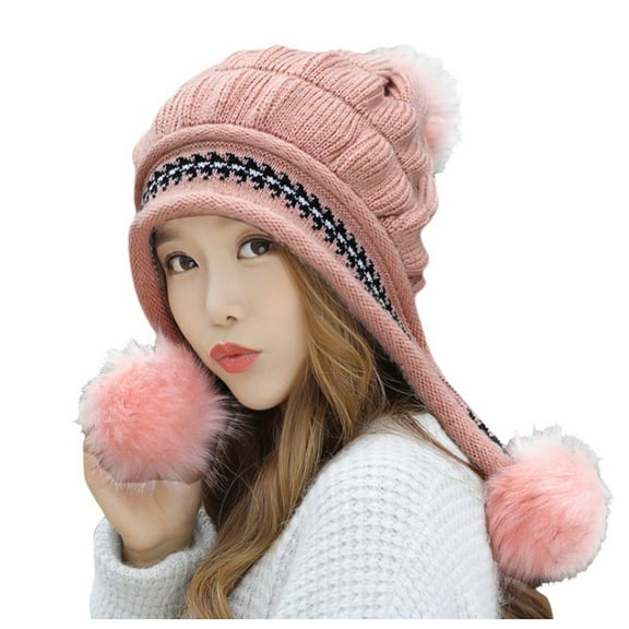 Winter Hats for Women Fashion Keep Warm Winter Hats Knitted Wool Hemming Hat With Hair Ball Hats