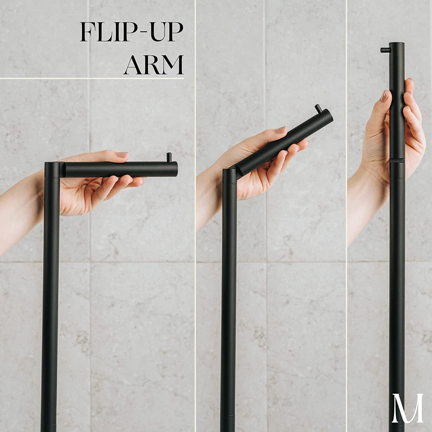 Marmolux Acc Matte Black Toilet Paper Holder Free Standing W/ White Marble Base Storage for Bathroom