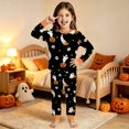 thumbnail image 2 of WhouRiu Girls Halloween Graphic Pajamas Long Sleeve Crew Neck T Shirts And Pants Pajama Set 2 Piece Kids Autumn Winter Cozy Cute Sleepwear,7-8 Years, 2 of 6
