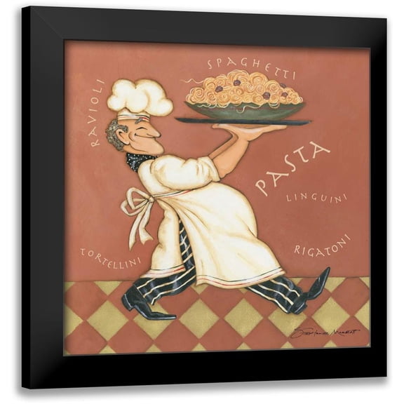 Marrott, Stephanie 12x12 Black Modern Framed Museum Art Print Titled - Pasta Chef