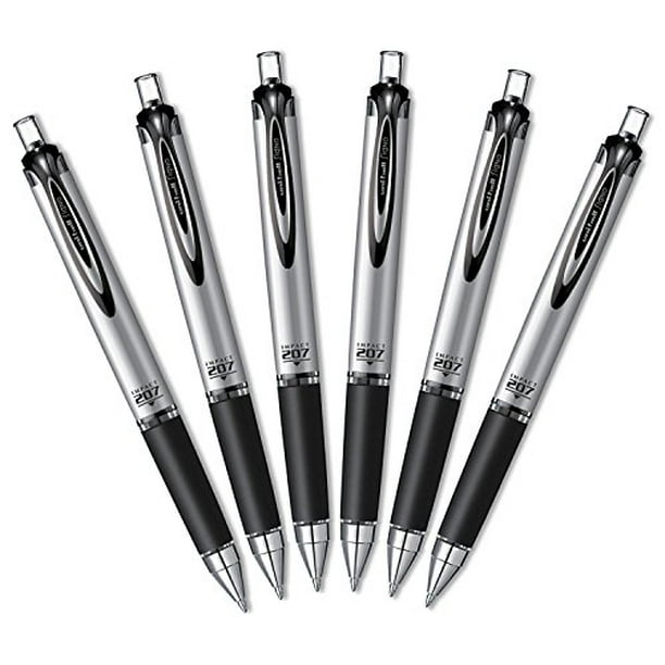 Uniball Impact RT Retractable Bold Point Gel Pens, 6 Black Ink Pens