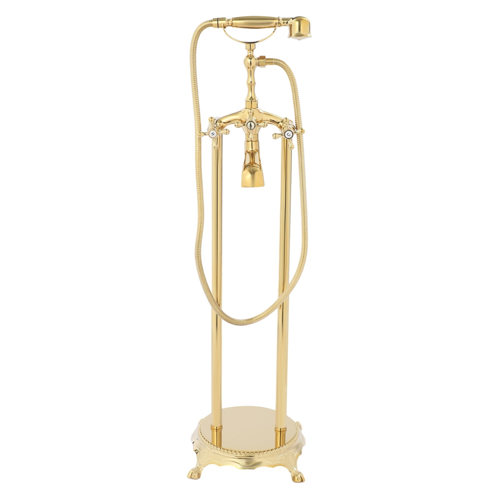 ToppiJoy Freestanding Bathtub Faucet, Tub Filler with Handheld Shower (Gold)