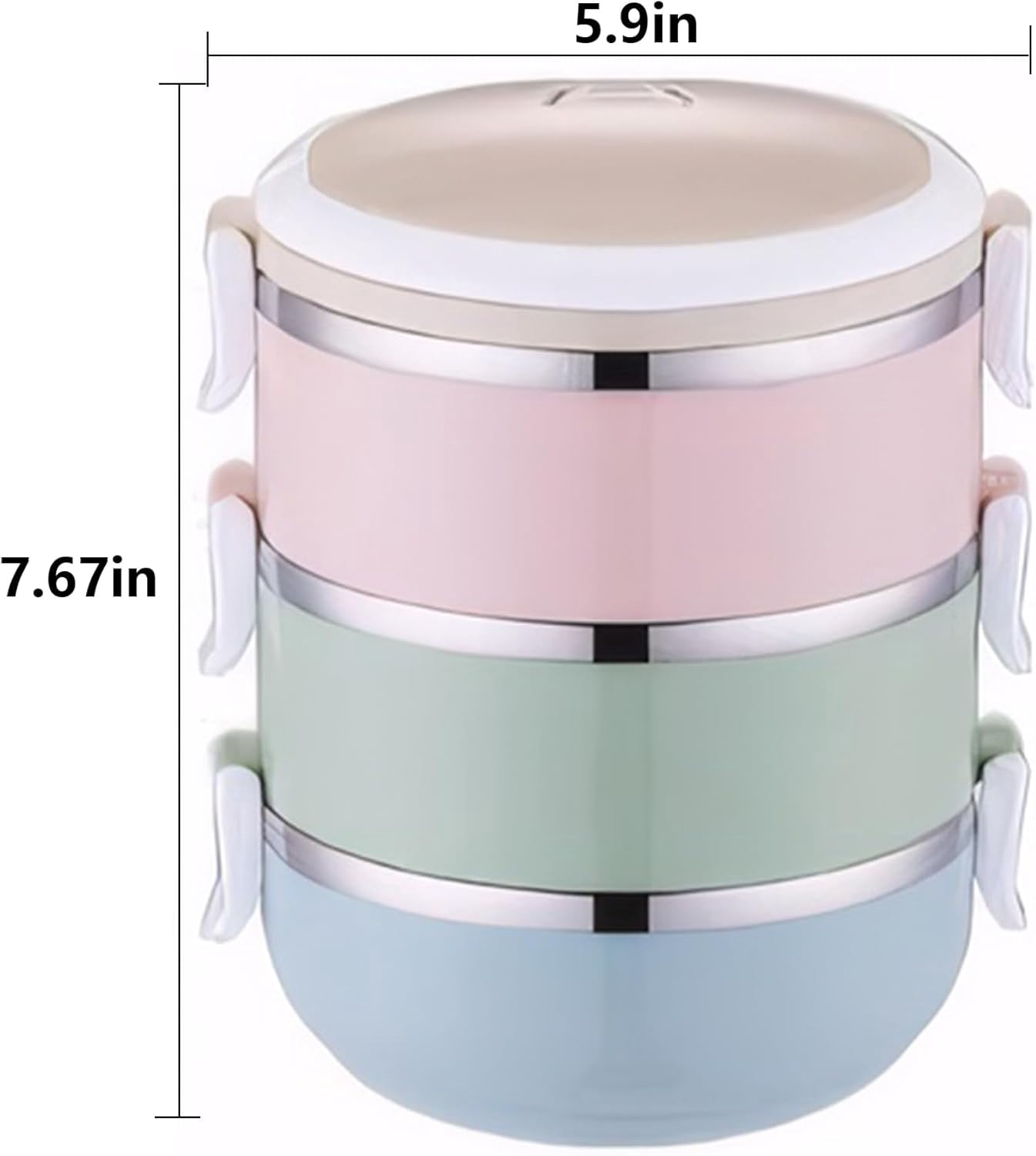 Portable Thermal Lunch Box: 304 Stainless Steel Thermal Lunch Containers, Leakproof Stackable Bento Box Adult, Food Storage for Office Outdoor Travel (3 Layers)