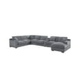thumbnail image 4 of Celine Light Gray Chenille Sectional Rt-Facing Chaise Cupholders Charging Ports, 4 of 6