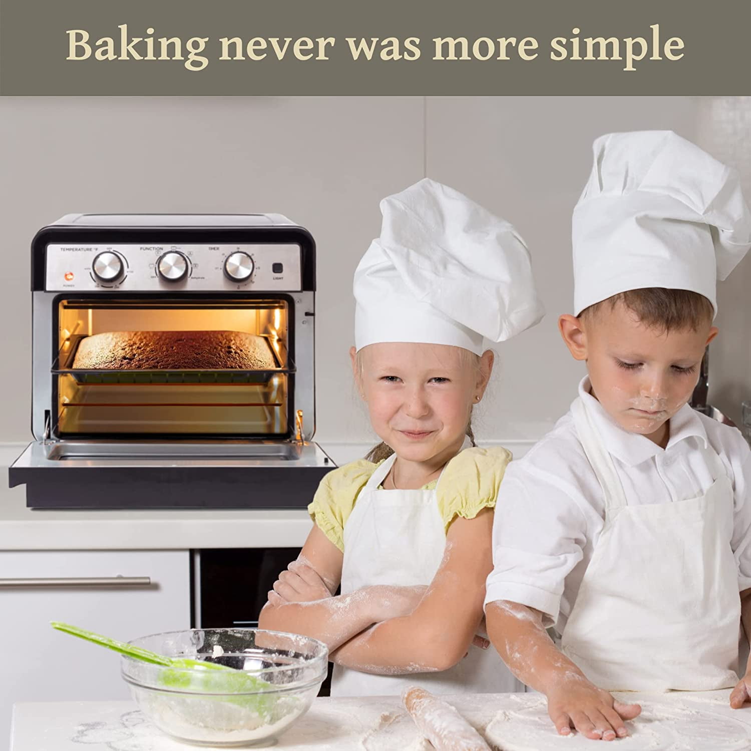 Moss & Stone Air Fryer Oven, 6-in-1 Toaster Oven 23 Quart, Airfryer Toaster Oven For Roast, Bake, Broil, Stainless Steel Accessories Included, Black Convection Oven Countertop.
