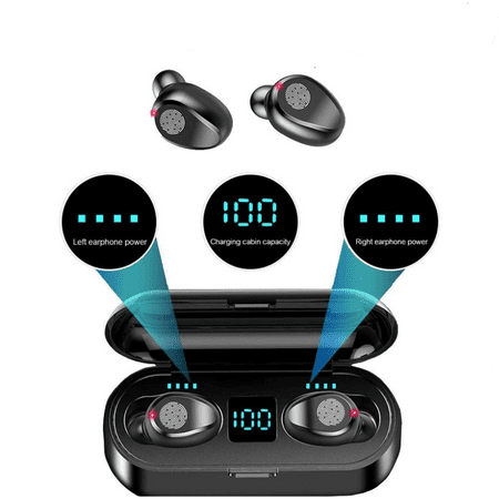 Bluetooth 5.0 Wireless Earbuds with Wireless Charging Case IPX8 Waterproof TWS Stereo Headphones in Ear Built in Mic Headset Premium Sound with Deep Bass for Sport