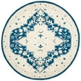 thumbnail image 4 of SAFAVIEH Micro-Loop Emilija Floral Bordered Wool Area Rug, Navy/Ivory, 5' x 5' Round, 4 of 10