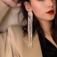 thumbnail image 2 of Grandest Birch Long Full Rhinestone Tassel Earrings Alloy Shiny Women Dangle Earrings Jewelry Accessories Rhinestone,Alloy Gold, 2 of 7