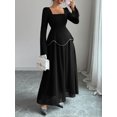 thumbnail image 3 of Women's 2025 Fall Long Sleeve Bodycon Dress Mock Neck Wedding Guest Cocktail Party Long Midi Dresses, 3 of 4