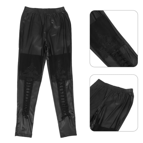 LOLIPPYY women leggings lace side black pants high waisted stretchy 1Pack