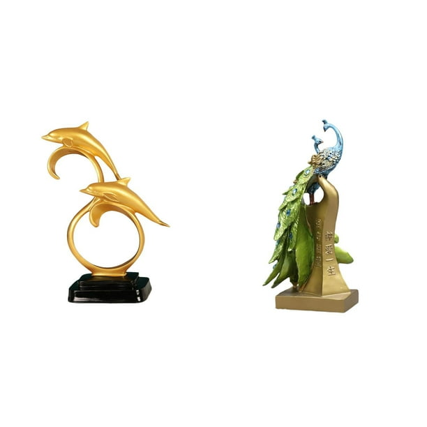 Figura de delfín,Colección de adornos de escritorio con figuras de delfines,Figura de escritorio,Estante de estatua de pavo real para escritorio,decoración del hogar,Figura decorativa