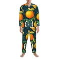 thumbnail image 3 of Salouo Fresh Orange Print Button-Front Long Sleeve Pajama Set for Men, Soft 2Pjs Men's Long Sleeve Sleepwear-Large, 3 of 7