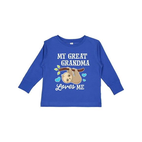Inktastic My Great Grandma Loves Me with Sloth and Hearts Boys or Girls Long Sleeve Toddler T-Shirt