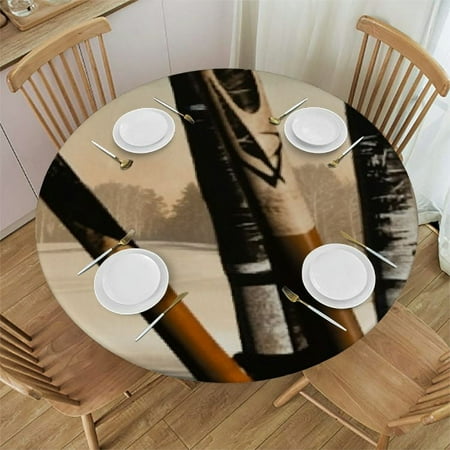 Golf Sport Theme Round Tablecloth Fitted Table Cloth with Elastic Edge Table Cover Fits for Tables for Dinning Decor