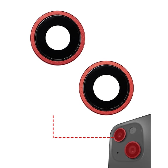 Replacement Back Camera Lens With Bracket & Bezel Compatible For iPhone 14 / 14 Plus (2 Piece Set) (Premium) (Red)