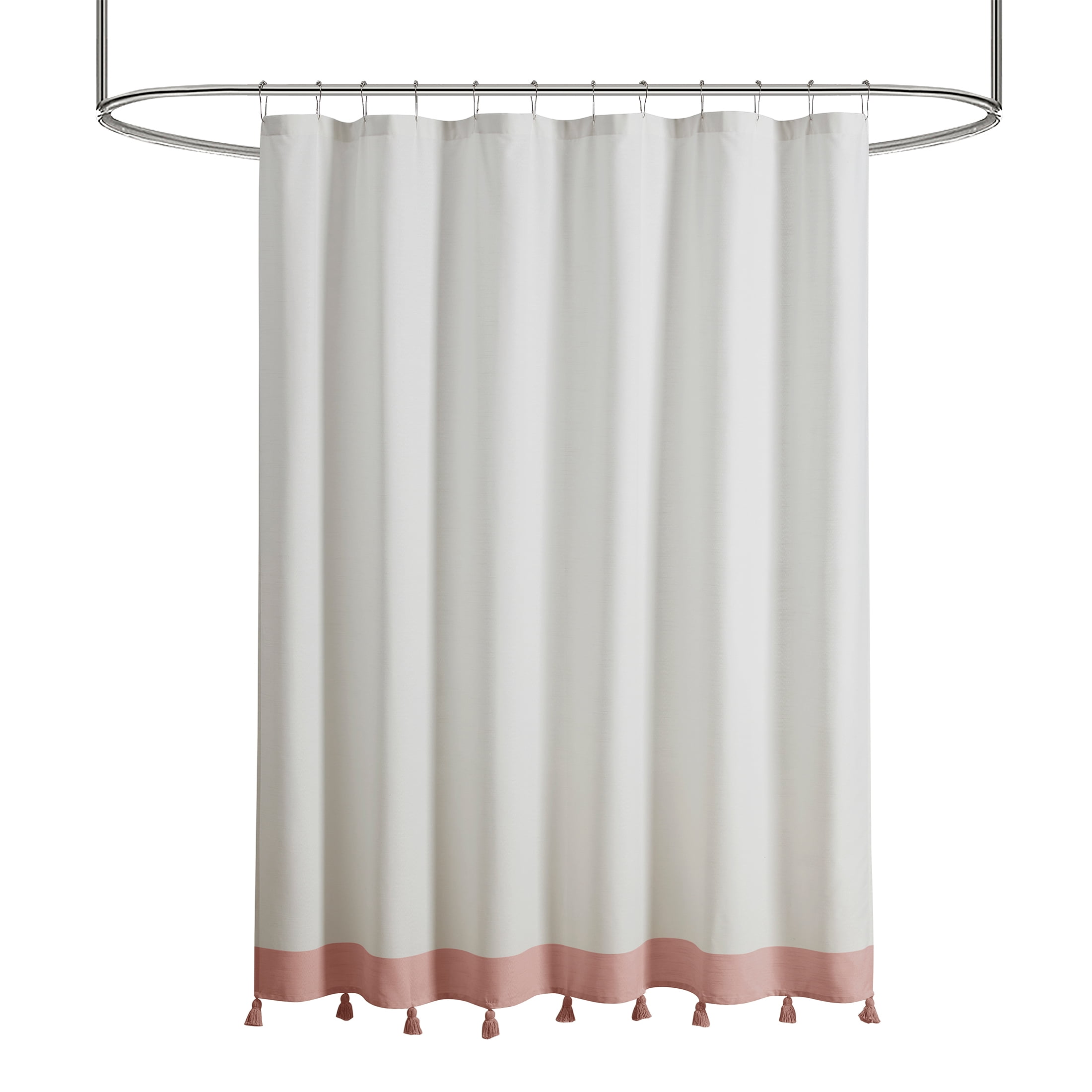 My Texas House Rose Pink Tassel Fabric Shower Curtain, 72" x 72"