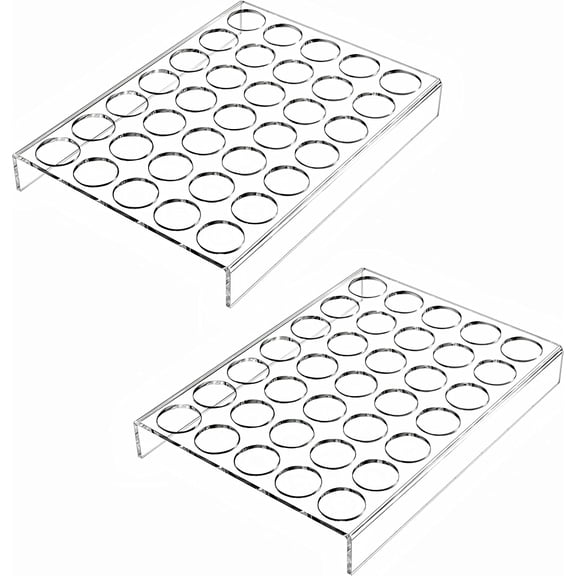2 Pack of 35 Slots Flat Countertop Coffee Pod Holder K Cup Organizer Tray Clear Acrylic Coffee Pod Organizer for Office and Kitchen Counter or Drawer Compatible With KCup Pods