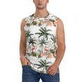 thumbnail image 2 of Lsque Flamingo Palm Trees Print Men's Cotton Blend Sleeveless Muscle Shirts (S-3XL)- Moisture Wicking, Odor Protection, UPF 30+,3X-Large, 2 of 8