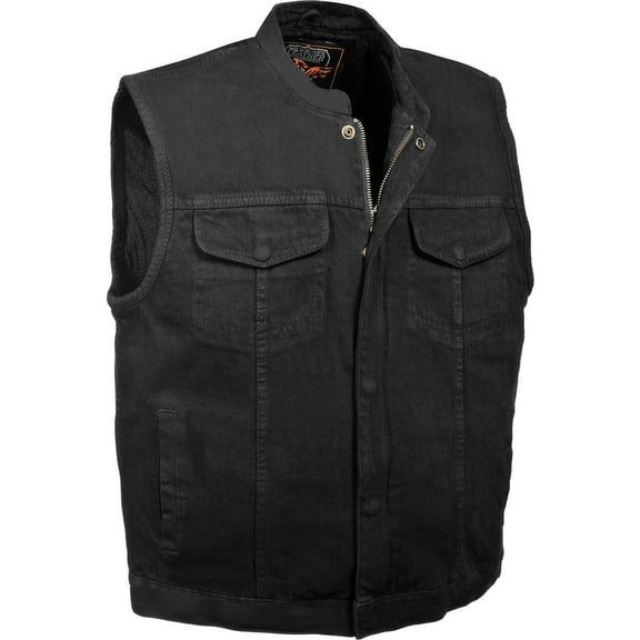 Milwaukee Leather Men's Concealed Snap Denim Club Vest 4X - Mdm3000-Black-4X