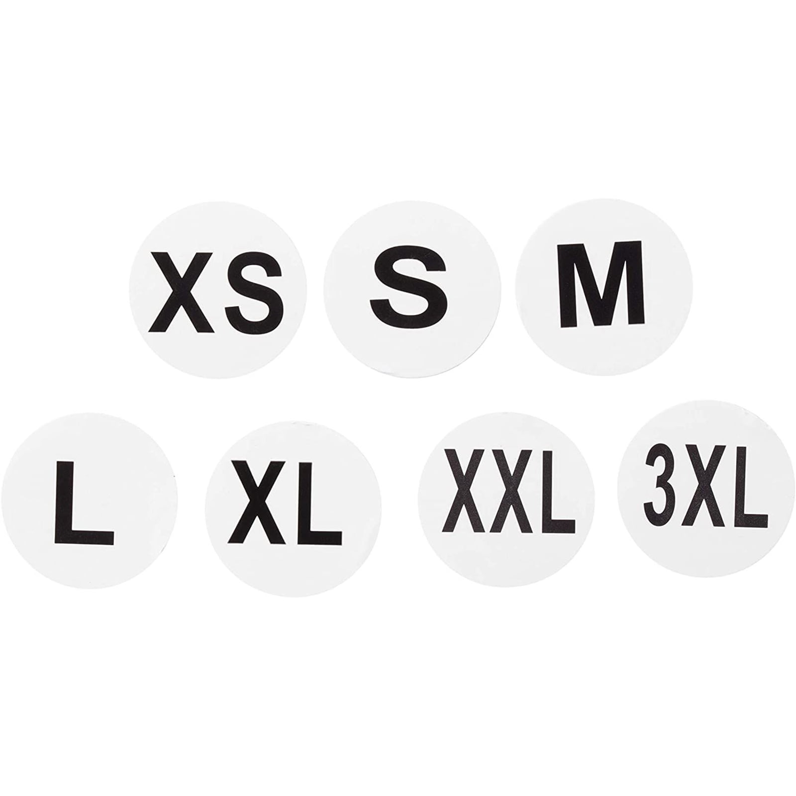 3500 Pcs Size Labels, Clothing Size Stickers for Retail, 7 Rolls in Total, XS, S, M, L, XL, XXL & 3XL, 1 in.