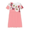 thumbnail image 3 of Riecok Summer Dress for 6 - 15 Year - Old Girls: Short - Sleeved Round - Neck, Easter Print, Waist - Tightening, Pocketed and Tiered Pink 11-12 Years, 3 of 4